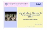 Una Mirada al Sistema de Pensiones Peruano al 2050 · IMSS 4% Sistema Privado 59% Transición 56% IMSS reformado 3% ... Cálculo de pensión SNP* Saldo FCR-19990 (Mill $) DL 19990