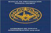 MANUAL DE ORGANIZACIÓN TONAYA, JALISCO de Organización... · 2017-04-11 · Municipio de Tonaya, Jalisco, con la intención de impulsar el resguardo del buen uso de una Administración