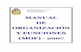 MANUAL DE ORGANIZACIÓN Y FUNCIONES (MOF) - 2007 · titulo segundo de las funciones, facultades y atribuciones capitulo i. del organo de gobierno 1.1 alcaldÍa capitulo ii. de la