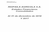 RIOPAILA AGRICOLA S.A. Estados Financieros ...RIOPAILA AGRICOLA S.A. Estados Financieros Consolidados Al 31 de diciembre de 2018 y 2017 4 Certificación de los Estados Financieros
