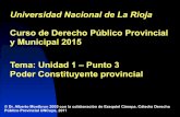 UNLAR Unidad 1 Punto 3 Poder Constituyente …...Caso “Fayt”; CSJN Caso “Falaschi y UCD c/ Provincia de Mendoza” SCJ Mendoza, mayo 1989 ! CONSTITUCIONES PROVINCIALES: La Rioja,