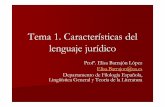 Tema 1. Características del lenguaje jurídicorua.ua.es/dspace/bitstream/10045/19267/6/Presentacion...Tema 1. Características del lenguaje jurídico Profª. Elisa Barrajón López
