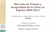 Mercado de Trabajo y desigualdad de la renta en España 2004-2013 · 2016-07-14 · Mercado de Trabajo y desigualdad de la renta en España 2004-2013 Workshop sobre la desigualdad