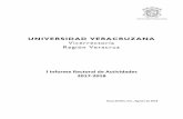 UNIVERSIDAD VERACRUZANA Vicerrectoría Región Veracruz · 2018-11-15 · I Informe de actividades, Vicerrectoría región Veracruz. 1.4. Rediseño y actualización de planes y programas