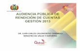Ministerio de Salud - Bolivia - ESTADO DE BOLIVIA AUDIENCIA PÚBLICA DE RENDICIÓN DE ... · 2019-10-27 · PROGRAMA “MI SALUD” INDICADORES DE CARPETIZACIÓN PROYECTO MI SALUD