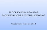 PROCESO PARA REALIZAR MODIFICACIONES PRESUPUESTARIAS · DÉBITOS: Modificaciones Presupuestarias Aprobadas por Acuerdo Gubernativo al 22/06/2012 (En Qmill) 1,037.1 104.0 69.3 39.2