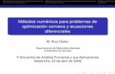 Métodos numéricos para problemas de optimización convexa y ... · Optimización convexa y su tratamiento numérico Resolución numérica de ecuaciones diferenciales ordinarias
