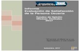 Evaluación de la Satisfacción, Oficinas Centrales 2017 · Conforme con las dimensiones del servicio que contemplan para establecer una medición de la percepción y calidad del