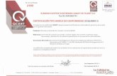 No. de Certificado 2190 ONAC Certificate for...Norma tecnica IEC 60947-7-1 de 2009 Resoluci6n 90708 de 30 de agosto de 2013 Ministerio de Minas y Energfa. La certificaci6n otorgada