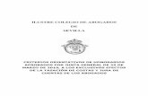 ILUSTRE COLEGIO DE ABOGADOS DE SEVILLA · 2016-01-27 · ilustre colegio de abogados de sevilla criterios orientativos de honorarios aprobados por junta general de 25 de marzo de
