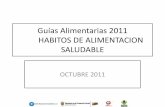 Guías Alimentarias 2011 HABITOS DE ALIMENTACION SALUDABLE · HABITOS DE ALIMENTACION SALUDABLE OCTUBRE 2011. Antecedentes 2000 Guías Alimentarias par ... Formación de hábitos