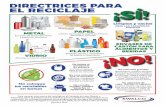 DIRECTRICES PARA EL RECICLAJE ¡SÍ!€¦ · los reciclables en bolsas ¡SÍ! ¡ NO! Botellas, jarras y recipientes de plástico solamente (Electrónicos, madera, tanques de propano,
