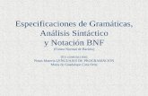 Especificaciones de Gramáticas, Análisis Sintáctico y ...mat.uson.mx/lcota/PPT/Gramaticas (2).pdf · Especificaciones de Gramáticas, Análisis Sintáctico y Notación BNF (Forma