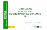 JORNADAS DE MOVILIDAD ERASMUS ......ERASMUS JORNADAS DE COORDINADORES ERASMUS FP CRITERIOS DE DISTRIBUCIÓN Instituciones y consorcios que participaron en el curso 2012-13 b.1.Si el