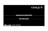 MODIFICACIÓN RITEMODIFICACIÓN RITE RD 238-2013 · Sustitución de calentadores de agua caliente sanitaria Durante un plazo de cinco años desde la entrada en vigor de este real