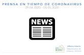 Prensa en tiempo de coronavirus 29.04-05.05 ACalavia cole · 1 day ago · PRENSA EN TIEMPO DE CORONAVIRUS 29.04.2020 - 05.05.2020 Alfonso Calavia Departamento de Lengua y Literatura