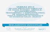 TARIFAS 2013 - Jalisco · tarifas 2013 de los servicios pÚblicos de agua potable, drenaje, alcantarillado, tratamiento y disposion final de aguas residuales para el municipio de
