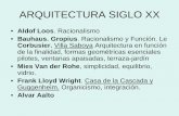 ARQUITECTURA SIGLO XXhorarioscentros.uned.es/.../305400/17arquitecturasigloxx.pdf · ARQUITECTURA SIGLO XX • Aldof Loos. Racionalismo • Bauhaus. Gropius. Racionalismo y Función.