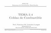 TEMA 24 2.4 Celdas de Combustible · Diferencias entre los Tipos de Celda de Combustible Tipo y Siglas en Ingles Electrolito Temperatura Combustible Aplicación Ventajas Desventajas