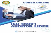 ISO 45001 AUDITOR LIDER · enfoque de auditoria para un Sistema de Gestión de Seguridad y Salud en el trabajo. • Adquirir los conocimientos para llevar a cabo una auditoría de
