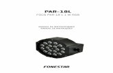 PAR-18L - Sistemas de Sonido y Megafonía Profesionales · Foco PAR plano RGB. Modo automático, modo estático, activación por sonido y modo maestro/esclavo. Ajuste de colores,