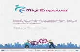 Manual de orientación y asesoramiento para la ...migrempower.eu/resources/outputs/IO2/ES/Migrempower_IO2_ES.pdf · 3ª Etapa: Comparación entre Compañeros e Intercambio. Sesión