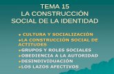 TEMA 15 LA CONSTRUCCIÓN SOCIAL DE LA IDENTIDAD...tema 15 la construcciÓn social de la identidad cultura y socializaciÓn la construcciÓn social de actitudes grupos y roles sociales