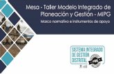 Mesa - Taller Modelo Integrado de Planeación y …...Mesa - Taller Modelo Integrado de Planeación y Gestión - MIPG Marco normativo e instrumentos de apoyo Generalidades MIPG y Generación