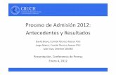 Presentacion Conferencia Enero 4 2012 final · 2020-04-19 · Proceso’deAdmisión’2012:’ Antecedentes’y’Resultados’ DavidBravo,ComitéTécnicoAsesorPSU’ Jorge Manzi,ComitéTécnico’AsesorPSU’