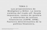 TEMA 3 Las proposiciones de Modigliani y Miller. La teoría ... · Modigliani y Miller. La teoría estática del trade-off. Deuda impuestos, costes de quiebra y valoración de activos