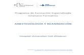 Programa de Formación Especializada Itinerario Formativo · Anestesiología en Cirugía Otorrinolaringológica y Máxilo-facial h. Anestesiología en Cirugía Pediátrica i. Anestesiología