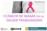 CÁNCER DE MAMA EN LA MUJER TRABAJADORA · Paciente laboral con cáncer de mama pero… •Ni todos los cánceres de mama son iguales en pronóstico, tratamiento, incidencia y por