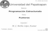 Presentación de PowerPoint - UNPA SUNEOblopez/ProgramacionEstructurada...2 PUNTEROS M. C. Bertha López Azamar Un tema muy ligado al uso de arreglos y paso de parámetros por referencia