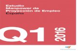 Estudio Manpower de Proyección de Empleo España Q1 2016 · 2016, dada la Proyección de Empleo Neto del 0%. Las intenciones de contratación mejoran en 3 y 2 puntos porcentuales