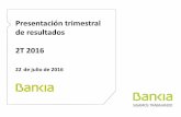 Presentación trimestral de resultados 2T 2016 - Bankia€¦ · Presentación trimestral de resultados 2T 2016 22 de julio de 2016 . 2 de 31 / Julio 2016 53 38 26 185 200 0 138 205