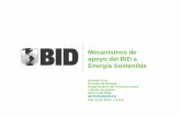 Mecanismos de apoyo del BID a Energía Sostenible · Apoyo a esquemas de financiamiento para Electrificación Rural con Energía Solar ... Cooperación técnica (NI-T1034) para eficiencia