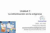La información en la empresa Unidad 7 - WordPress.com · 2020-01-29 · Unidad 7 La información en la empresa IAEE, 4º ESO Francisco Flores economiaflores@gmail.com