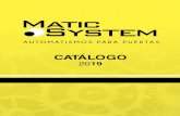 CATÁLOGO - Maticsystem€¦ · CATÁLOGO 2019 1. Accionadores para puertas 4. Accionadores seccionales 5. Accionadores enrollables 6. Transmisiones de cadena 11. Accesorios generales