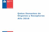 Datos Donantes de Órganos y Receptores Año 2016 · Donantes de Órganos (Chile, 1998 – 2016) 0 20 40 60 80 100 120 140 160 116 132 147 127 117 136 134 129 152 134 116 111 92 113
