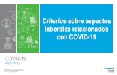 Criterios sobre aspectos laborales relacionados con COVID-19 · Las relaciones laborales se mantendrán y aplicarán conforme a los contratos individuales, colectivos, contratos ley