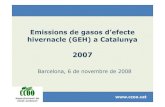 emissions efecte hivernacle Catalunya · • A Catalunya les emissions de gasos d’efecte hivernacle han augmentat un 49,9% respecte l’any base de 1990, xifra lleugerament inferior
