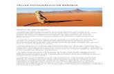 TALLER FOTOGRÁFICO EN NAMIBIA. › files › NAMIBIA taller fotografico 2013.pdfAtravesaremos el mar de dunas para fotografiar el paisaje al atardecer desde la cima de una de sus