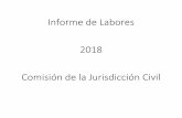 Informe de Labores 2018 Comisión de la Jurisdicción Civil · Plan nacional de cobro judicial. Abordar y procurar soluciones para el retraso judicial latente en la materia cobratoria.