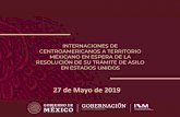 INTERNACIONES DE CENTROAMERICANOS A TERRITORIO … · 27 de Mayo de 2019 Asimismo, el 16 de abril se reanudó la internación de centroamericanos por los puertos fronterizos de los