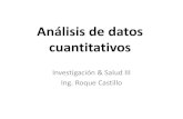 Análisis de datos cuantitativos - WordPress.com · Análisis de datos cuantitativos Investigación & Salud III Ing. Roque Castillo ¿Qué procedimiento se sigue para analizar cuantitativamente