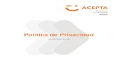 Política de Privacidad - Acepta CHILECertificación MINECON-INDECOPI Página 7 de 17 Política de Privacidad 3.- COMPROMISO DE SEGURIDAD Y EN LA UTILIZACIÓN DE LOS DATOS PERSONALES
