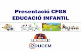 Presentació CFGS EDUCACIÓ INFANTIL · •Inici: preferentment al segon curs, excepte l’alumne/a que hagi adquirit continguts i capacitats excel·lents, podria iniciar-les a partir