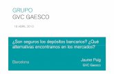 GRUPO GVC GAESCO · Agregado de los Balances Individuales de los Bancos Es pañoles- Enero 2013 Pasivo Importe Millones de euros % Depósitos de la Clientela 687.827 44,3% Depósitos