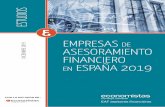 EMPRESAS ICREG2017 ASESORAMIENTO FINANCIERO ESPAÑA … · 2020-01-13 · EMPRESAS DE ASESORAMIENTO FINANCIERO EN ESPAÑA 2019 nocida como un servicio de inversión desde la entrada
