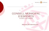 CONSELL MUNICIPAL D’ESPORTS - Ajuntament de Manresa · 2019-05-23 · 3. Atorgament de subvencions Convocatòria: -Codi Esports 1/2019..... 23.000 euros Projectes d'excel·lència